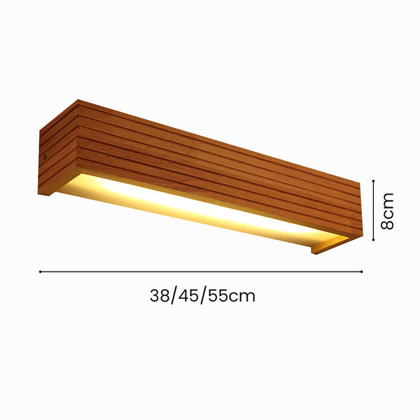 Natural Rectangular Wood LED Bathroom Wall Light