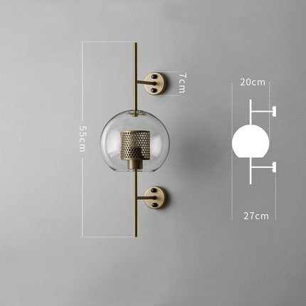 Golden Ball Modern Glass Bedroom Wall Lamp