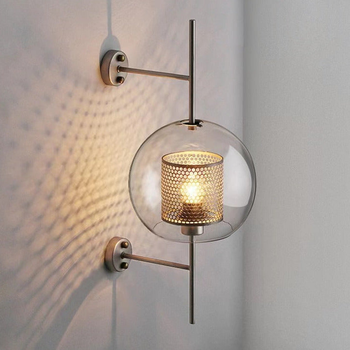 Modern Honeycomb Brass Glass Wall Light