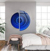 Blue Spiral Glass Wall Art - Modern Circular Wall Decor