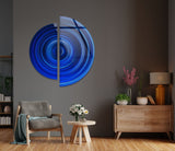 Blue Spiral Glass Wall Art - Modern Circular Wall Decor