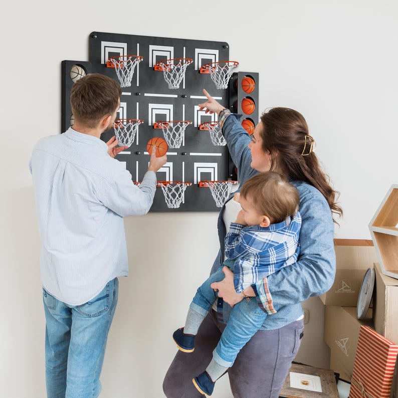 Basketball Hoop Wall Decor with Tic Tac Toe Game