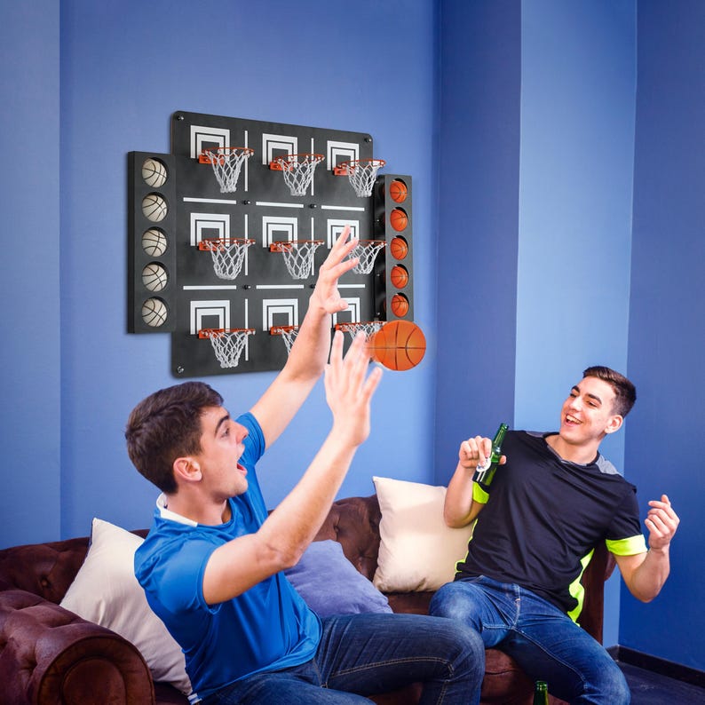 Basketball Hoop Wall Decor with Tic Tac Toe Game